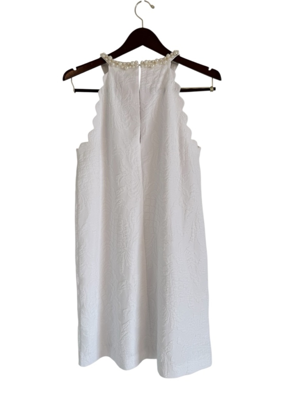 Lilly Pulitzer Halter Dress with Pearls | Size Medium | White embossed - Picture 2 of 7